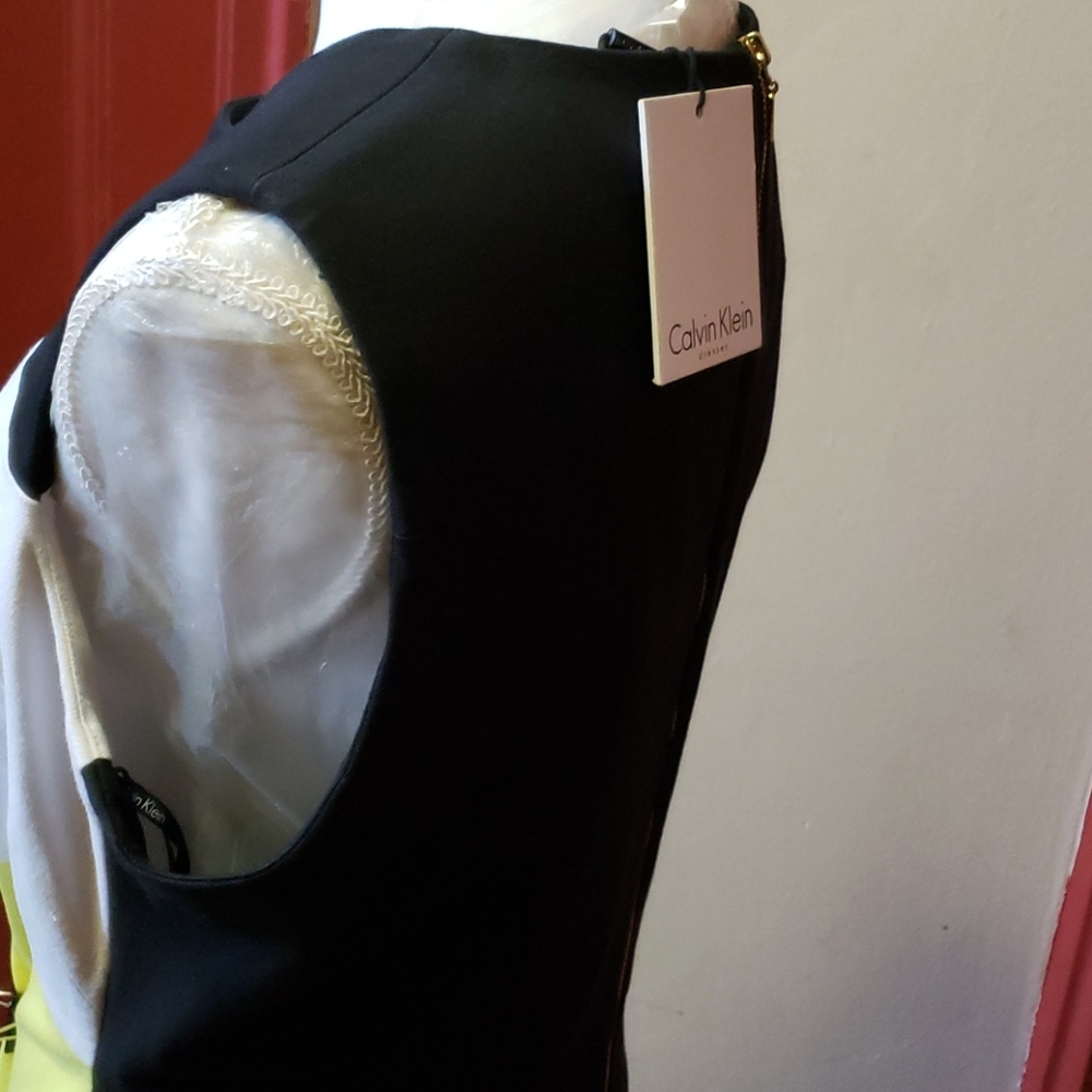 Calvin Klein  b7c blk/wht/ citron Dress Size 14 - Picture 8 of 16